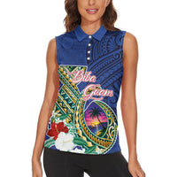 Guam Chamorro Women Sleeveless Polo Shirt Tribal Latte Stone and Seal Artwork Polynesian Patterns LT03 - Polynesian Pride