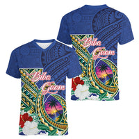 Guam Chamorro Women V-Neck T-Shirt Tribal Latte Stone and Seal Artwork Polynesian Patterns LT03 - Polynesian Pride