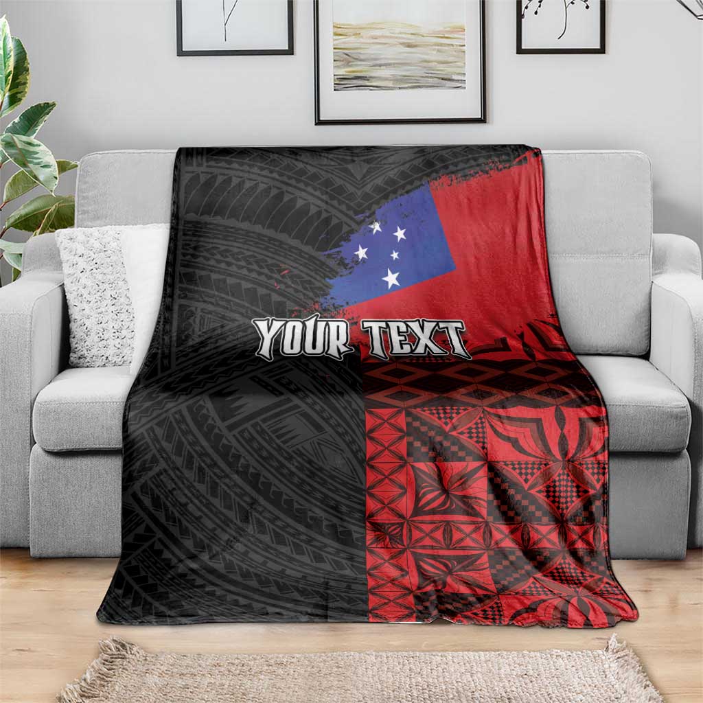 Personalised Samoa 685 Blanket Siapo Pattern and Samoa Flag Design