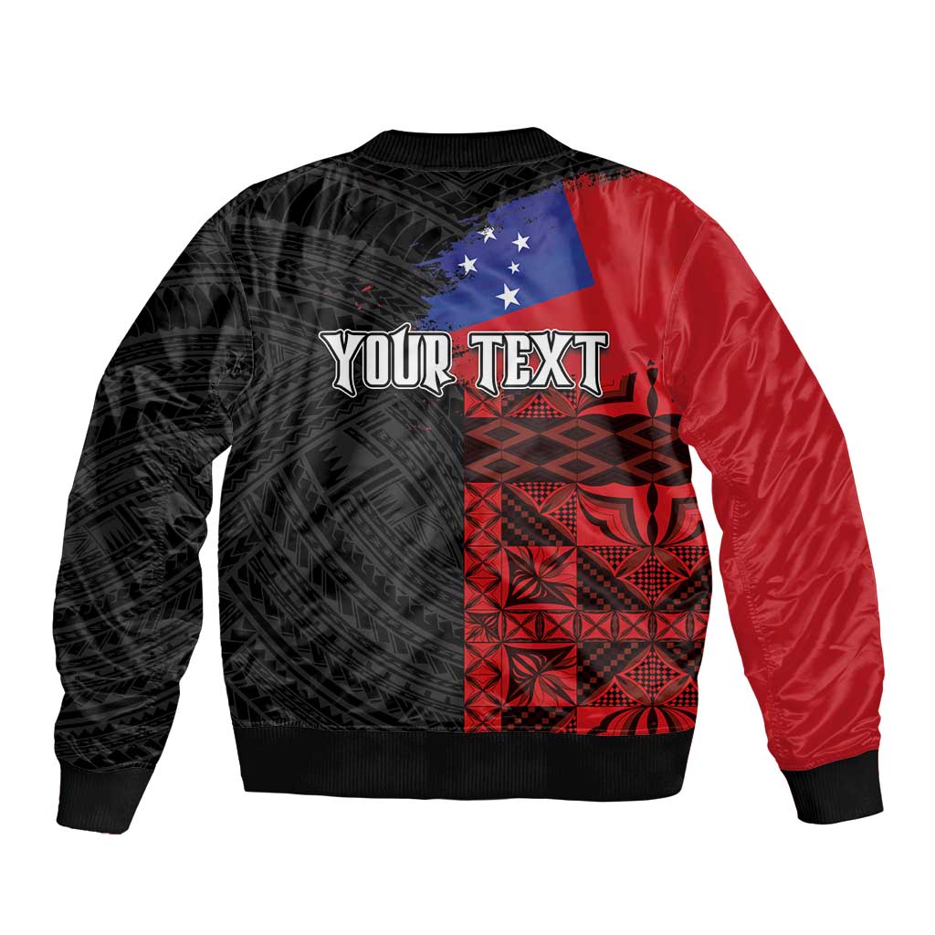 Personalised Samoa 685 Bomber Jacket Siapo Pattern and Samoa Flag Design