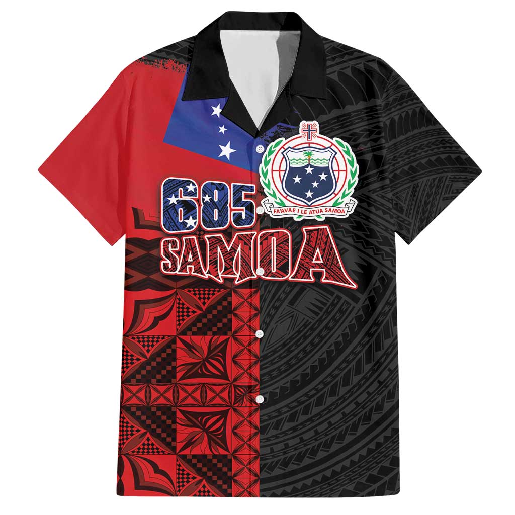 Personalised Samoa 685 Hawaiian Shirt Siapo Pattern and Samoa Flag Design