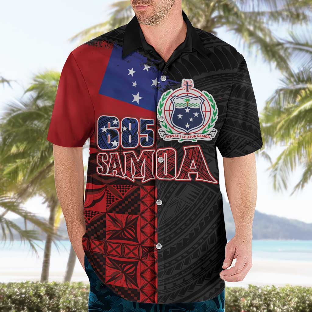 Personalised Samoa 685 Hawaiian Shirt Siapo Pattern and Samoa Flag Design