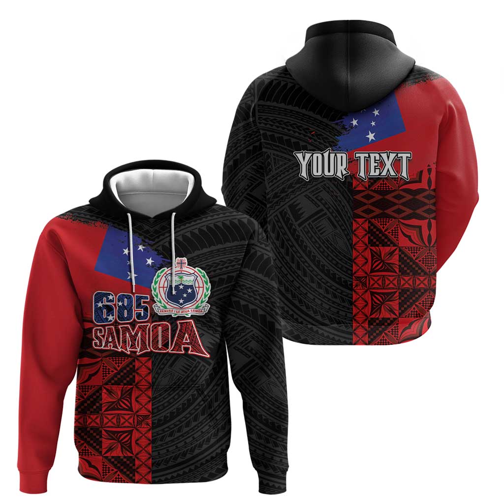 Personalised Samoa 685 Hoodie Siapo Pattern and Samoa Flag Design