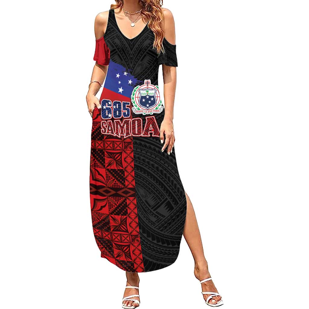 Personalised Samoa 685 Summer Maxi Dress Siapo Pattern and Samoa Flag Design