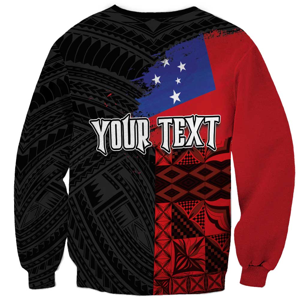 Personalised Samoa 685 Sweatshirt Siapo Pattern and Samoa Flag Design