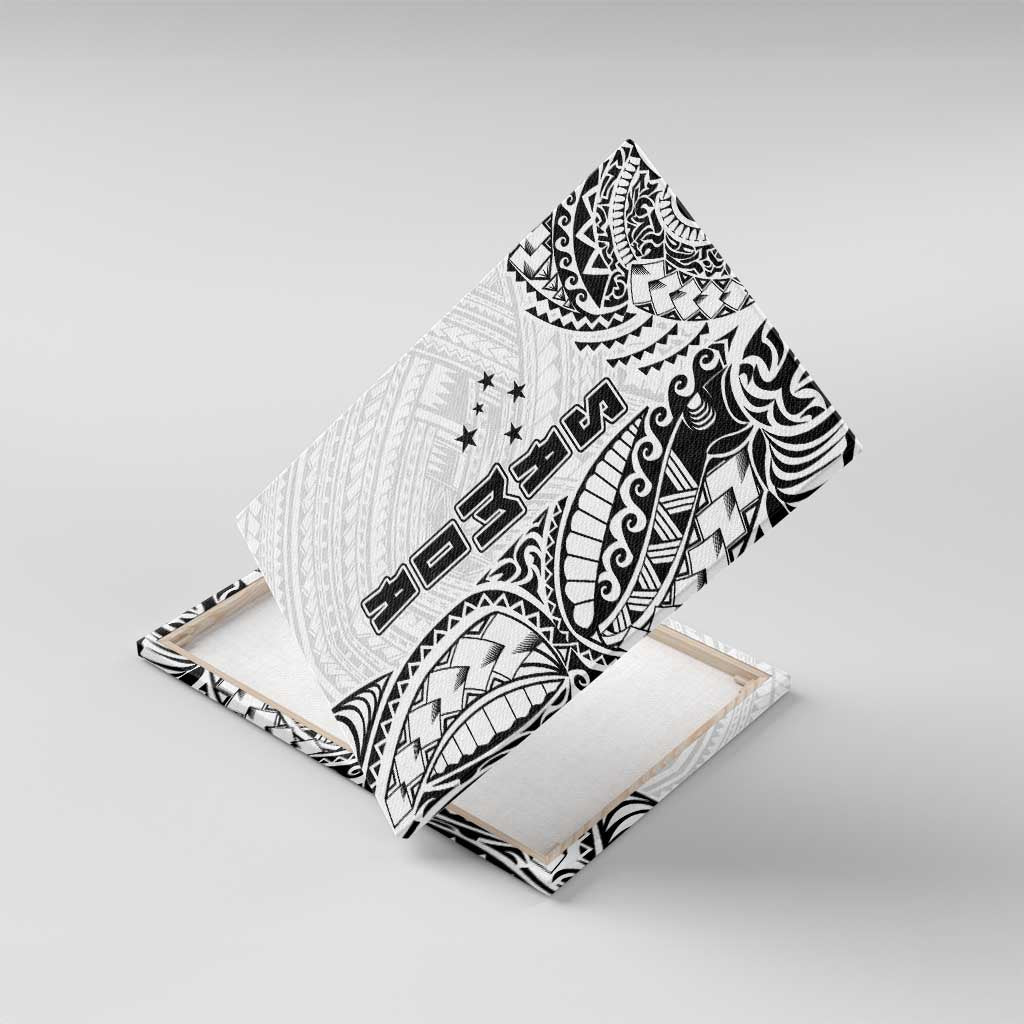 Samoa 685 Art Traditional Tattoo Pattern Canvas Wall Art White Color