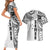 Samoa 685 Art Traditional Tattoo Pattern Couples Matching Short Sleeve Bodycon Dress and Hawaiian Shirt White Color