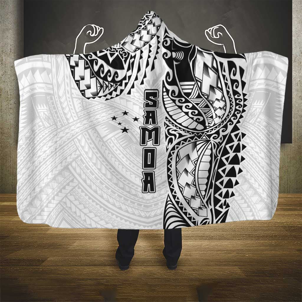 Samoa 685 Art Traditional Tattoo Pattern Hooded Blanket White Color