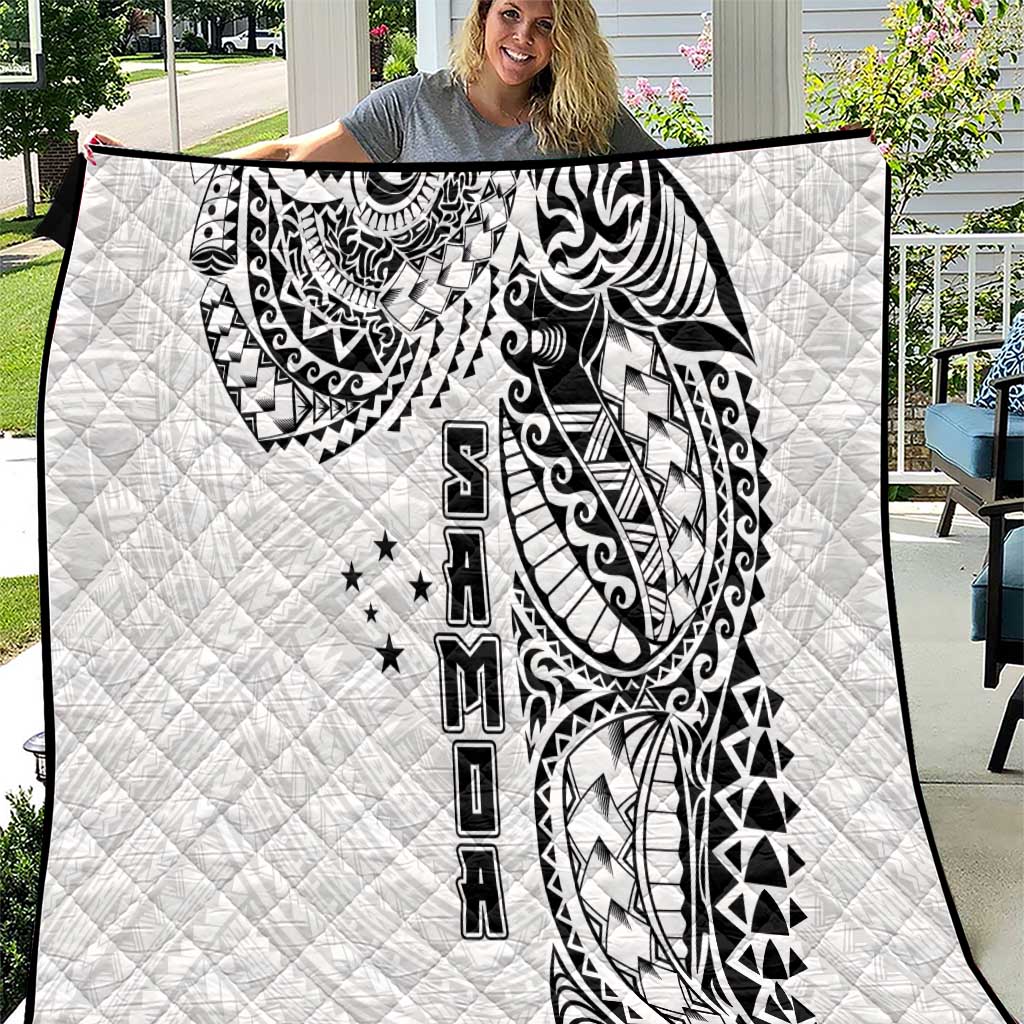 Samoa 685 Art Traditional Tattoo Pattern Quilt White Color