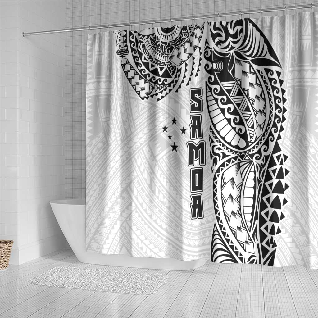 Samoa 685 Art Traditional Tattoo Pattern Shower Curtain White Color