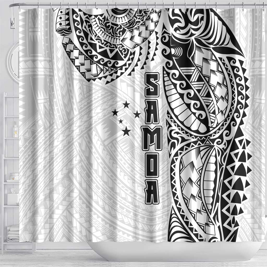 Samoa 685 Art Traditional Tattoo Pattern Shower Curtain White Color