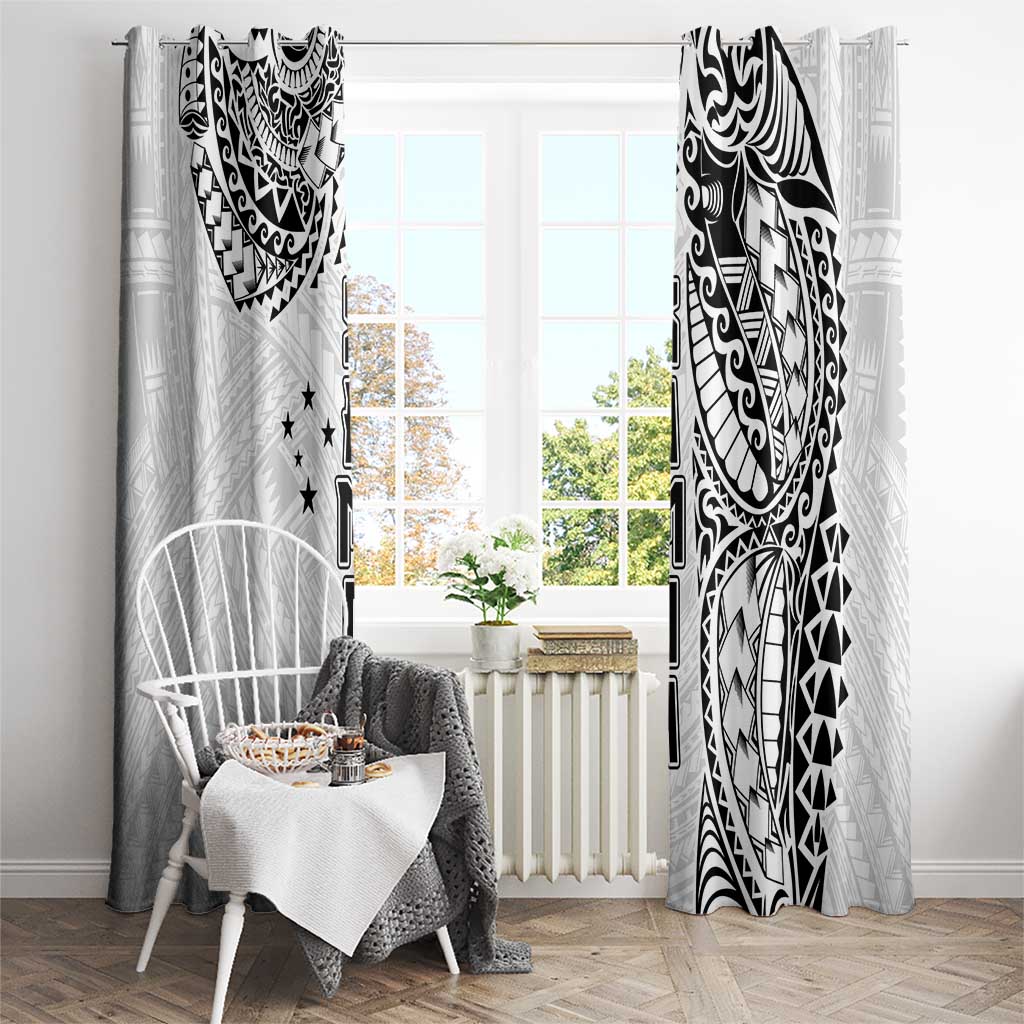 Samoa 685 Art Traditional Tattoo Pattern Window Curtain White Color