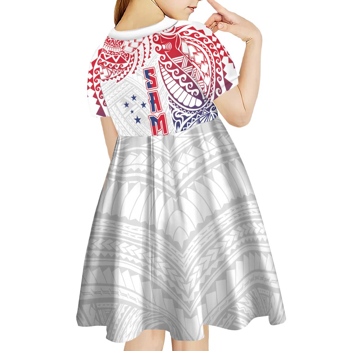 Samoa 685 Art Traditional Tattoo Pattern Kid Short Sleeve Dress Gradient Color