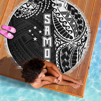 Samoa 685 Art Traditional Tattoo Pattern Beach Blanket Black Color