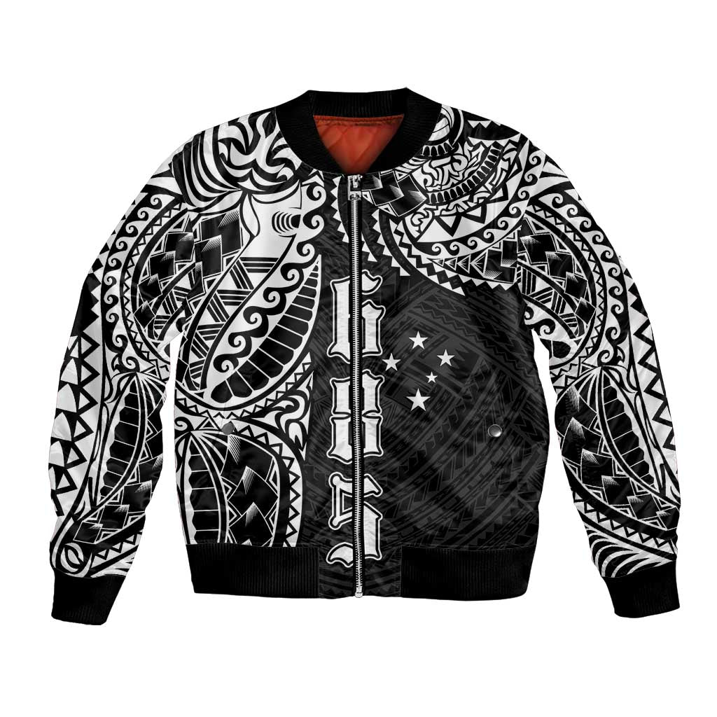 Samoa 685 Art Traditional Tattoo Pattern Bomber Jacket Black Color