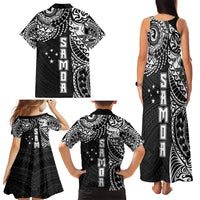 Samoa 685 Art Traditional Tattoo Pattern Family Matching Tank Maxi Dress and Hawaiian Shirt Black Color