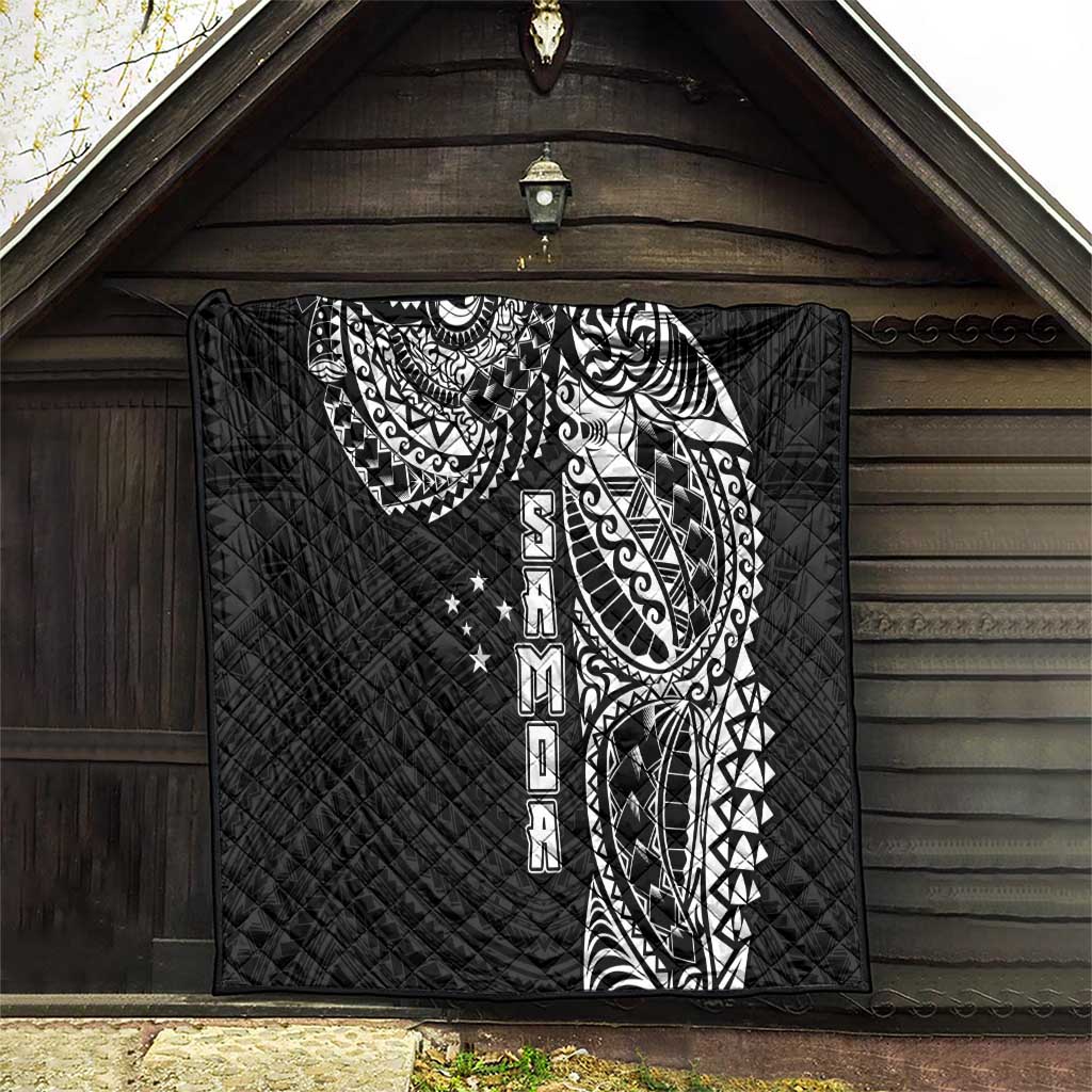 Samoa 685 Art Traditional Tattoo Pattern Quilt Black Color