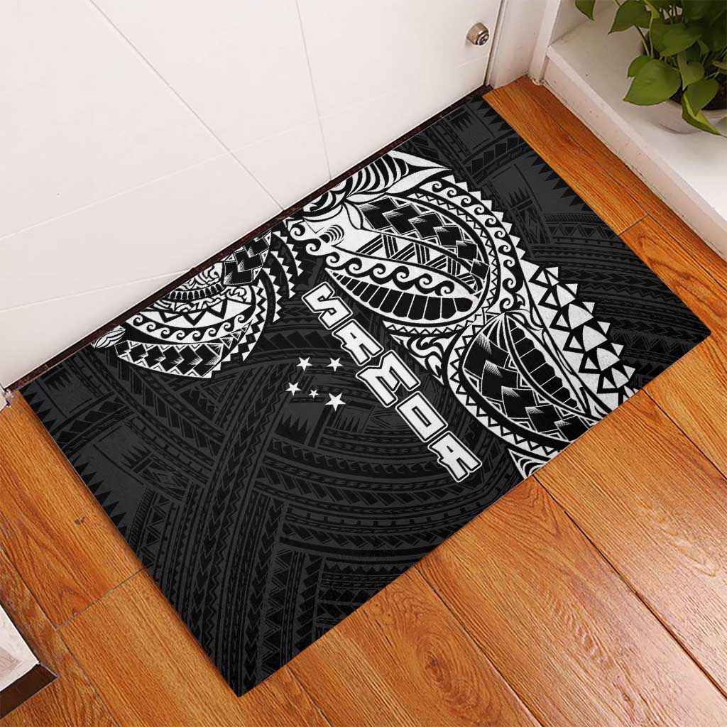 Samoa 685 Art Traditional Tattoo Pattern Rubber Doormat Black Color