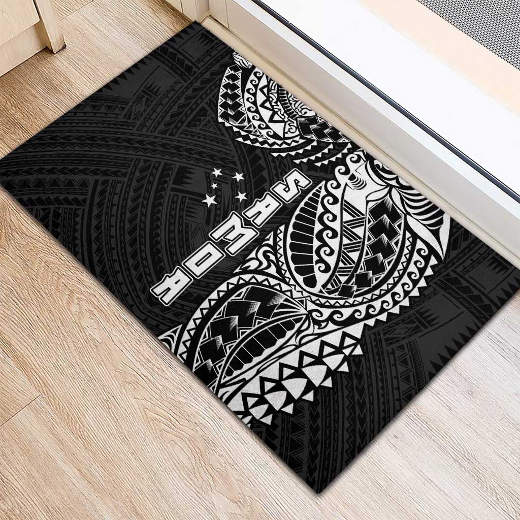 Samoa 685 Art Traditional Tattoo Pattern Rubber Doormat Black Color
