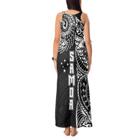 Samoa 685 Art Traditional Tattoo Pattern Tank Maxi Dress Black Color