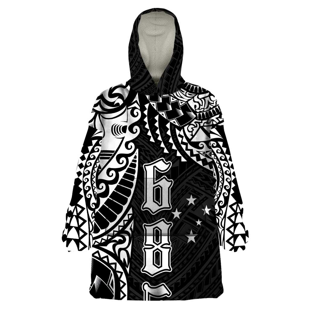 Samoa 685 Art Traditional Tattoo Pattern Wearable Blanket Hoodie Black Color