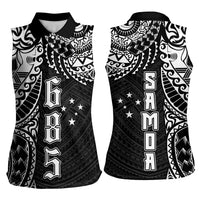 Samoa 685 Art Traditional Tattoo Pattern Women Sleeveless Polo Shirt Black Color