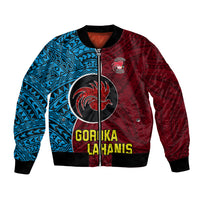 Custom Bintangor Goroka Lahanis Rugby Bomber Jacket Papua New Guinea Polynesian Tattoo LT03 Unisex Red - Polynesian Pride
