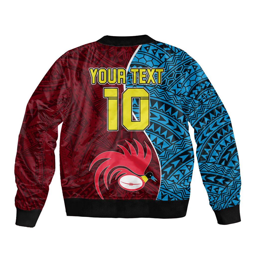 Custom Bintangor Goroka Lahanis Rugby Sleeve Zip Bomber Jacket Papua New Guinea Polynesian Tattoo LT03 - Polynesian Pride