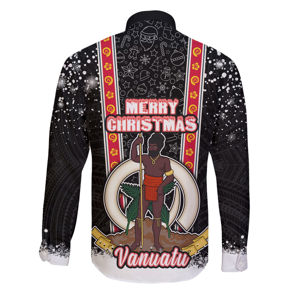Vanuatu Christmas Family Matching Puletasi Dress and Hawaiian Shirt Polynesian Tribal Snow Style LT03 - Polynesian Pride