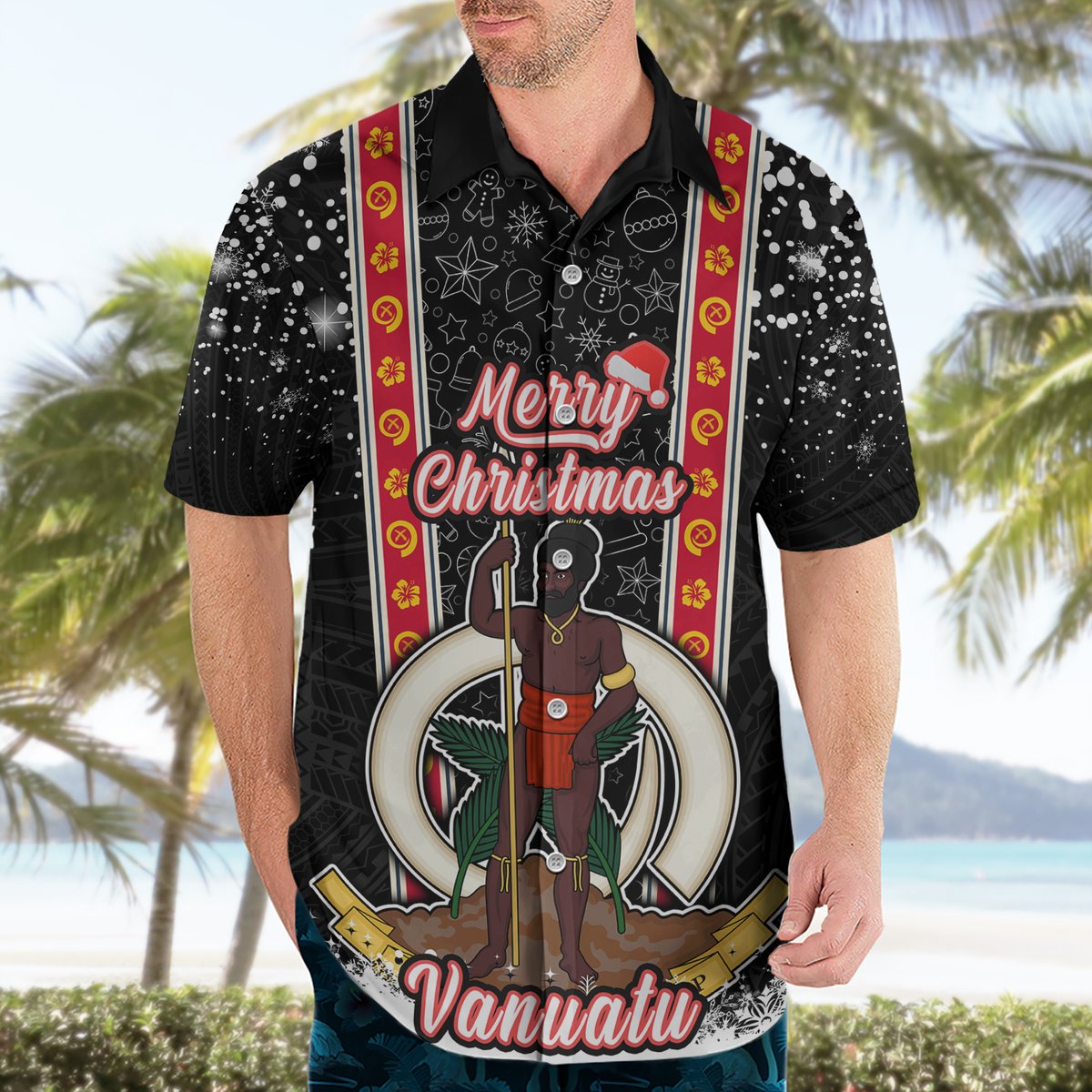 Vanuatu Christmas Hawaiian Shirt Polynesian Tribal Snow Style LT03 - Polynesian Pride