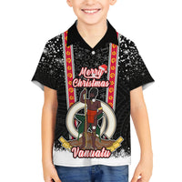 Vanuatu Christmas Kid Hawaiian Shirt Polynesian Tribal Snow Style LT03 Kid Black - Polynesian Pride
