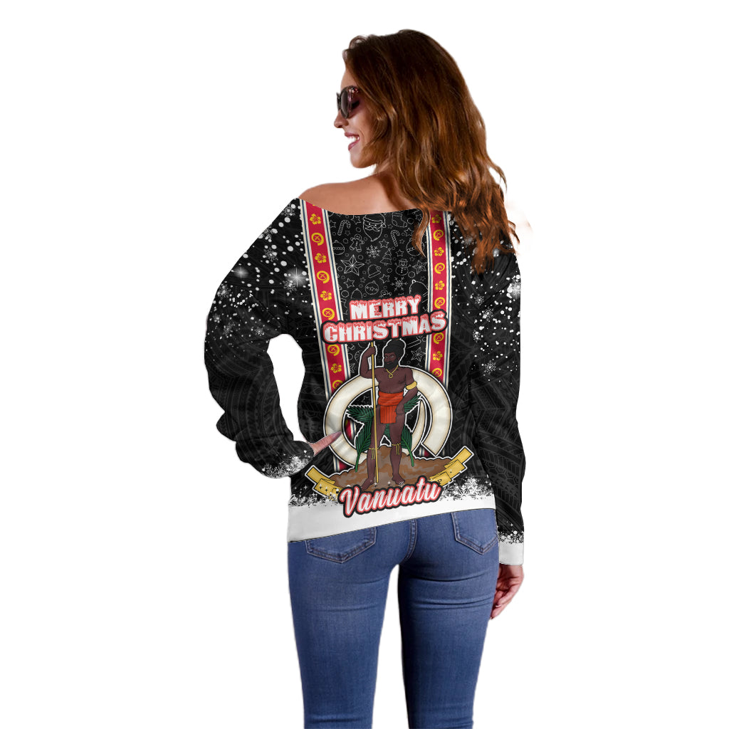 Vanuatu Christmas Off Shoulder Sweater Polynesian Tribal Snow Style LT03 - Polynesian Pride