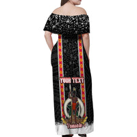 Personalised Vanuatu Christmas Family Matching Off Shoulder Maxi Dress and Hawaiian Shirt Polynesian Tribal Snow Style LT03 - Polynesian Pride