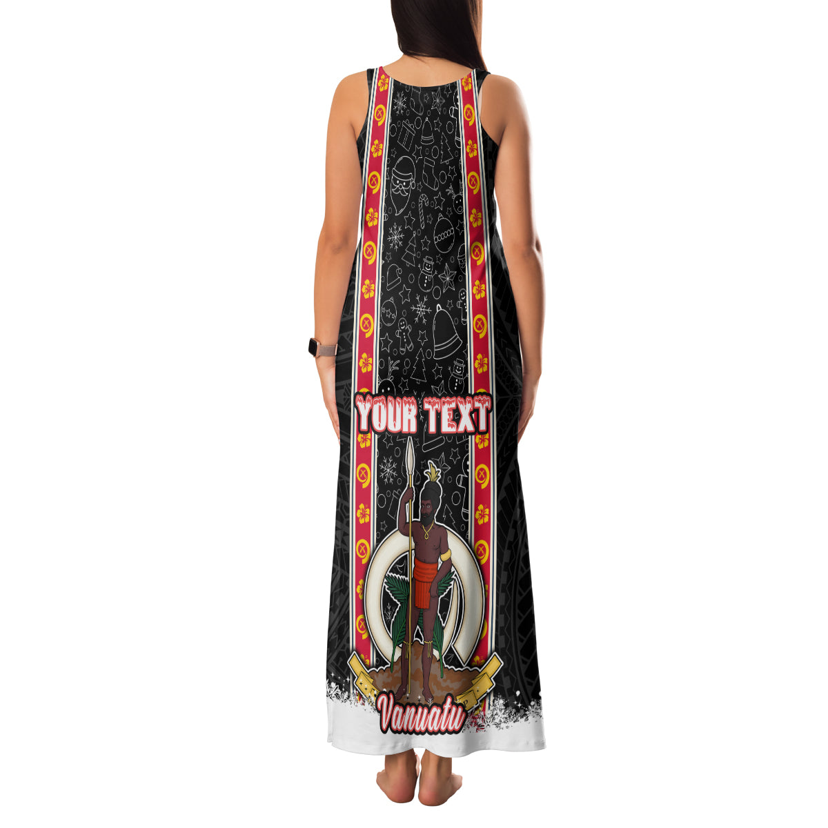 Personalised Vanuatu Christmas Family Matching Tank Maxi Dress and Hawaiian Shirt Polynesian Tribal Snow Style LT03 - Polynesian Pride