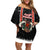 Personalised Vanuatu Christmas Off Shoulder Short Dress Polynesian Tribal Snow Style LT03 Women Black - Polynesian Pride