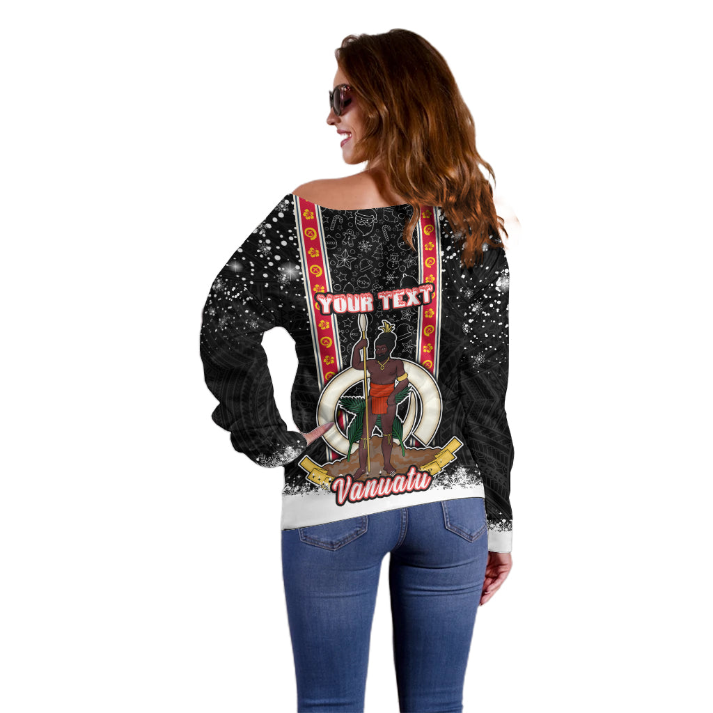 Personalised Vanuatu Christmas Off Shoulder Sweater Polynesian Tribal Snow Style LT03 - Polynesian Pride
