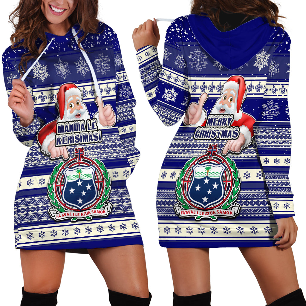 Samoa Christmas Hoodie Dress The Santa Coat of Arms with Samoa Bracelet Pattern LT03 - Polynesian Pride