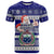 Samoa Christmas T Shirt The Santa Coat of Arms with Samoa Bracelet Pattern LT03 Blue - Polynesian Pride