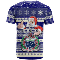 Samoa Christmas T Shirt The Santa Coat of Arms with Samoa Bracelet Pattern LT03 - Polynesian Pride