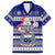 Custom Samoa Christmas Family Matching Off Shoulder Short Dress and Hawaiian Shirt The Santa Coat of Arms with Samoa Bracelet Pattern LT03 Dad's Shirt - Short Sleeve Blue - Polynesian Pride