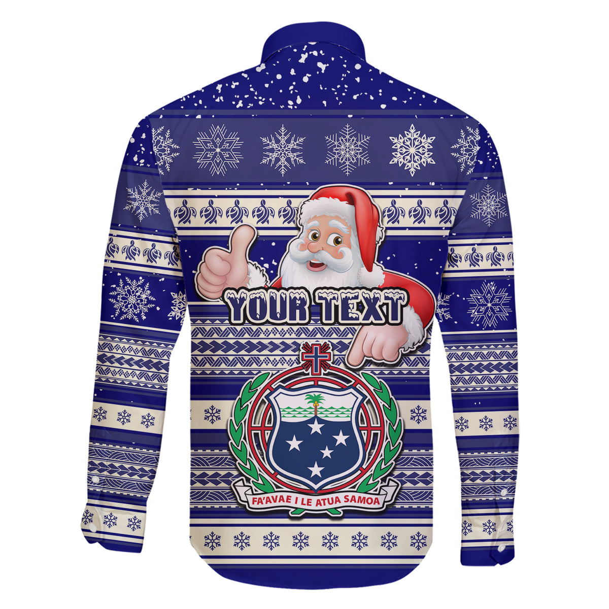 Custom Samoa Christmas Family Matching Short Sleeve Bodycon Dress and Hawaiian Shirt The Santa Coat of Arms with Samoa Bracelet Pattern LT03 - Polynesian Pride