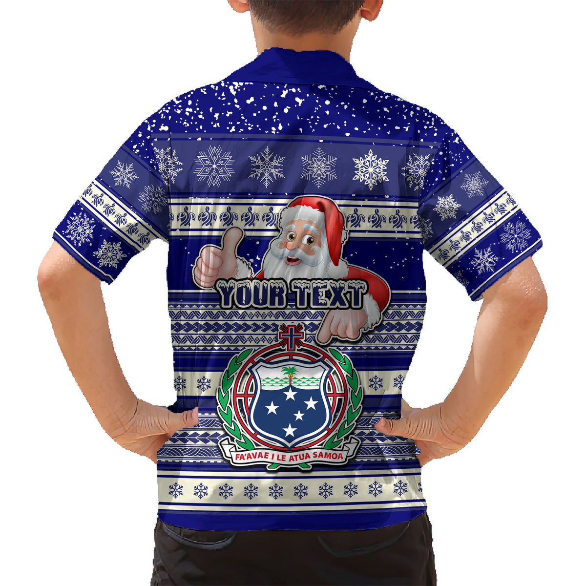 Custom Samoa Christmas Kid Hawaiian Shirt The Santa Coat of Arms with Samoa Bracelet Pattern LT03 - Polynesian Pride