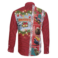 New Zealand Merry Christmas Family Matching Long Sleeve Bodycon Dress and Hawaiian Shirt Maori Animals, Koru Tattoo - Red Xmas Style LT03 - Polynesian Pride