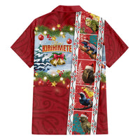 New Zealand Merry Christmas Family Matching Off Shoulder Short Dress and Hawaiian Shirt Maori Animals, Koru Tattoo - Red Xmas Style