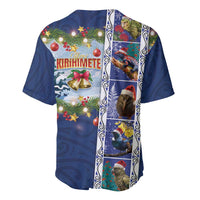 New Zealand Merry Christmas Baseball Jersey Maori Animals, Koru Tattoo - Blue Xmas Style
