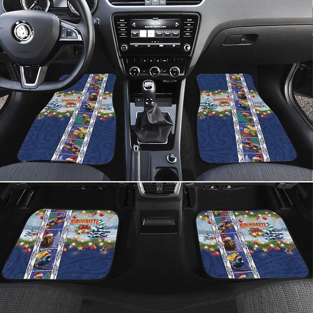 New Zealand Merry Christmas Car Mats Maori Animals, Koru Tattoo - Blue Xmas Style