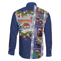 New Zealand Merry Christmas Family Matching Long Sleeve Bodycon Dress and Hawaiian Shirt Maori Animals, Koru Tattoo - Blue Xmas Style LT03 - Polynesian Pride
