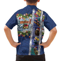 New Zealand Merry Christmas Family Matching Puletasi and Hawaiian Shirt Maori Animals, Koru Tattoo - Blue Xmas Style LT03 - Polynesian Pride