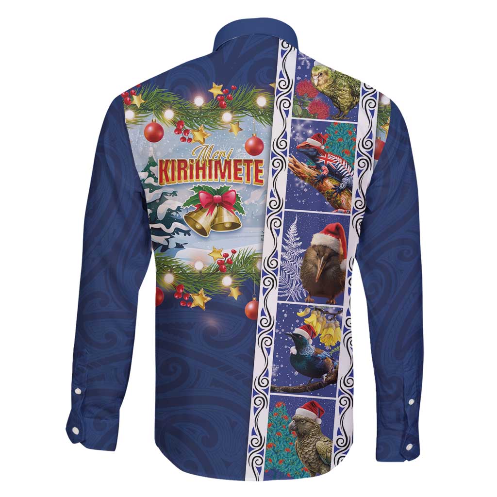 New Zealand Merry Christmas Family Matching Summer Maxi Dress and Hawaiian Shirt Maori Animals, Koru Tattoo - Blue Xmas Style