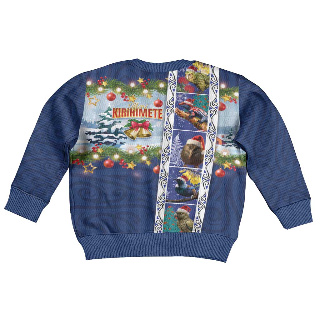 New Zealand Merry Christmas Kid Ugly Christmas Sweater Maori Animals, Koru Tattoo - Blue Xmas Style
